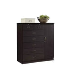 HomeStock 7 Drawer Jumbo Chest, Five Large Drawers, Two Smaller Drawers with Two Lock, Hanging Rod, and Three Shelves, Vertical Dresser