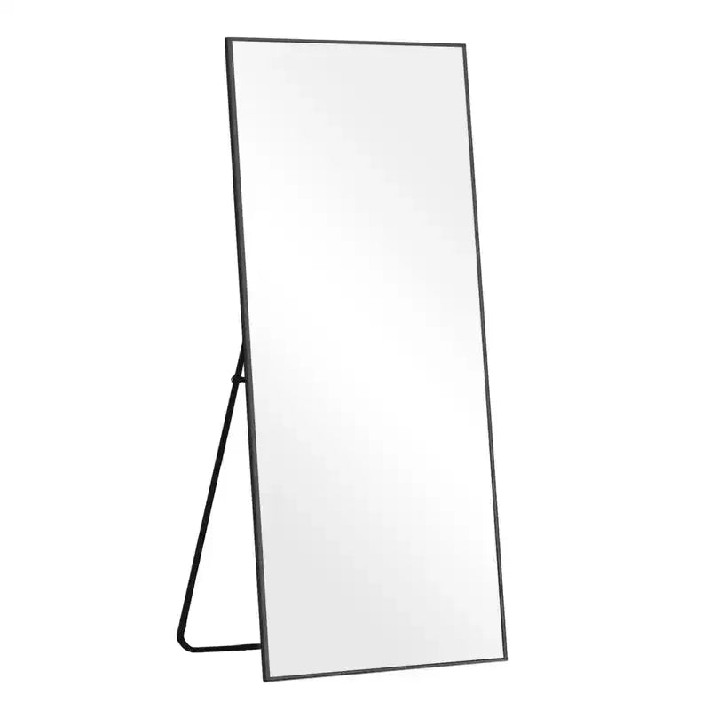 MAYEERTY Miroir pleine longueur en aluminium à bord fin et à angle droit, rectangulaire, noir, 64,17 x 21,26 x 0,59 pouces