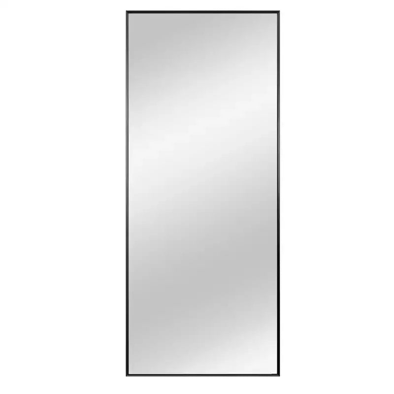 MAYEERTY Miroir pleine longueur en aluminium à bord fin et à angle droit, rectangulaire, noir, 64,17 x 21,26 x 0,59 pouces