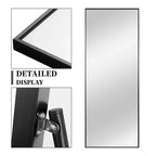 MAYEERTY Miroir pleine longueur en aluminium à bord fin et à angle droit, rectangulaire, noir, 64,17 x 21,26 x 0,59 pouces