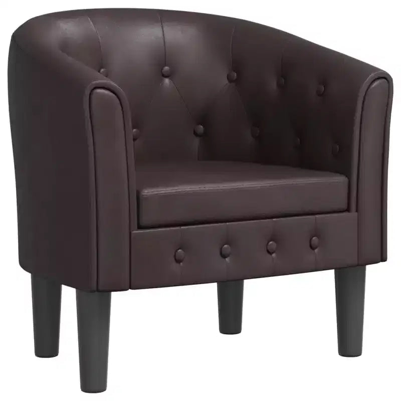 vidaXL Tub Chair - Brown Faux Leather Armchair, Comfortable Seating for Living Room or Bedroom