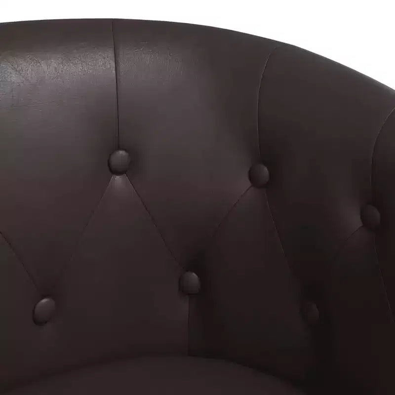 vidaXL Fauteuil crapaud - Fauteuil en similicuir marron, Siège confortable pour salon ou chambre à coucher