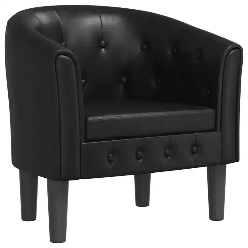 vidaXL Tub Chair Black Faux Leather Single Sturdy Round Accent Chair