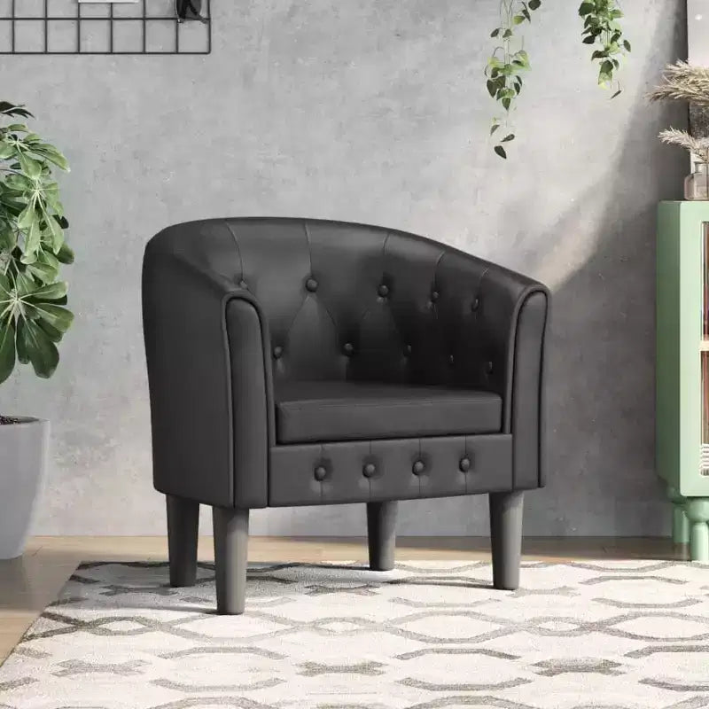 vidaXL Fauteuil club noir en similicuir Fauteuil d'appoint rond et robuste