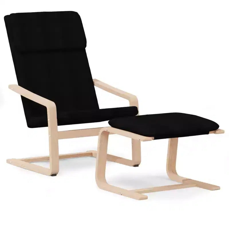 vidaXL Chair Armchair Accent Chair Living Room Furniture with Footstool Fabric - Black