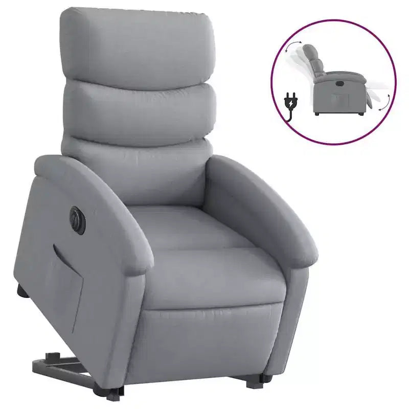 vidaXL Electric Power Lift Recliner Chair, Light Gray Fabric - Armchair with Motorized Adjustment for Elderly, Spacious Seat