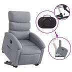 vidaXL Fauteuil inclinable électrique releveur, Tissu gris clair - Fauteuil avec réglage motorisé pour personnes âgées, Assise spacieuse