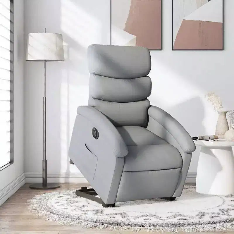 vidaXL Fauteuil inclinable électrique releveur, Tissu gris clair - Fauteuil avec réglage motorisé pour personnes âgées, Assise spacieuse
