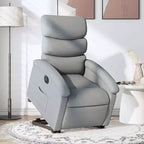 vidaXL Fauteuil inclinable électrique releveur, Tissu gris clair - Fauteuil avec réglage motorisé pour personnes âgées, Assise spacieuse