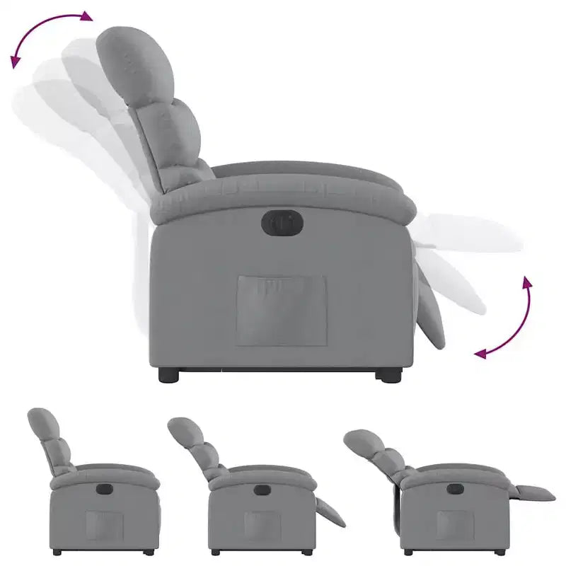 vidaXL Fauteuil inclinable électrique releveur, Tissu gris clair - Fauteuil avec réglage motorisé pour personnes âgées, Assise spacieuse