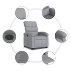vidaXL Fauteuil inclinable électrique releveur, Tissu gris clair - Fauteuil avec réglage motorisé pour personnes âgées, Assise spacieuse