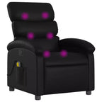 vidaXL Massage Recliner Chair-Black Faux Leather Manual Reclining Armchair with Vibration, Side Pocket and Adjustable Comfort