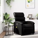 vidaXL Fauteuil de massage inclinable - Cuir synthétique noir Fauteuil inclinable manuel avec vibration, poche latérale et confort réglable