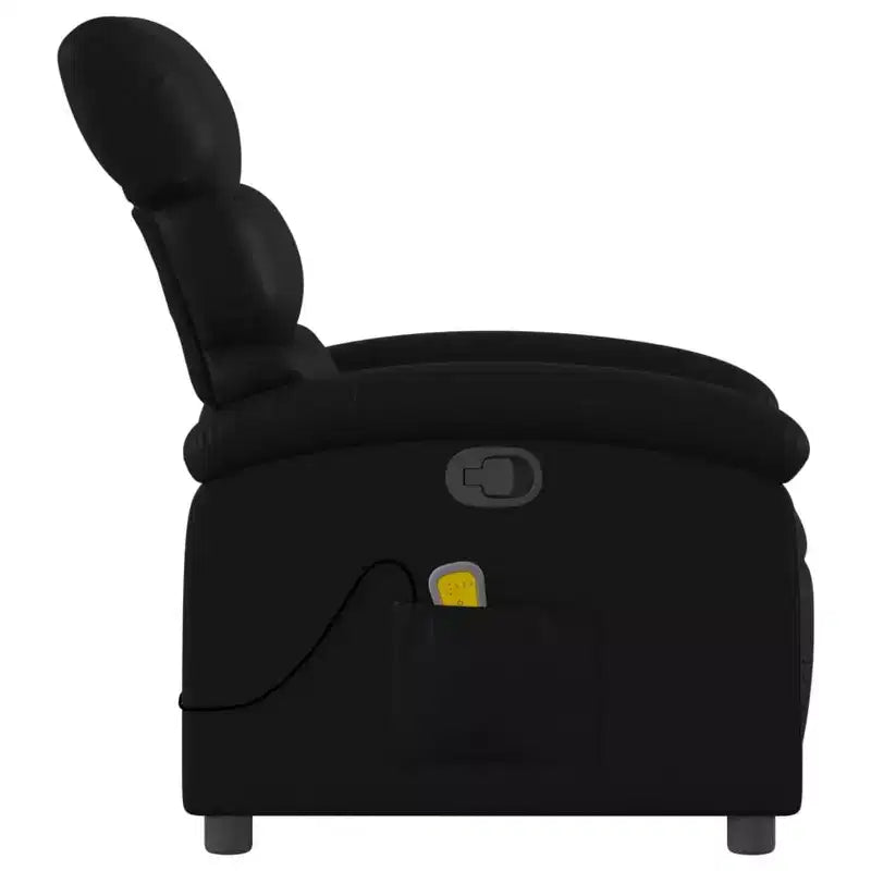 vidaXL Fauteuil de massage inclinable - Cuir synthétique noir Fauteuil inclinable manuel avec vibration, poche latérale et confort réglable