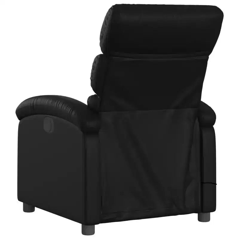 vidaXL Fauteuil de massage inclinable - Cuir synthétique noir Fauteuil inclinable manuel avec vibration, poche latérale et confort réglable