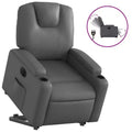 vidaXL Electric Power Lift Recliner Chair - Gray Faux Leather, Motorized Reclining Armchair with Cup Holders & Side Pocket for Elderly