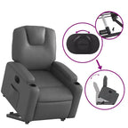 vidaXL Fauteuil inclinable électrique releveur – Cuir artificiel gris, fauteuil inclinable motorisé avec porte-gobelets et pochette latérale pour personnes âgées