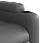 vidaXL Fauteuil inclinable électrique releveur – Cuir artificiel gris, fauteuil inclinable motorisé avec porte-gobelets et pochette latérale pour personnes âgées