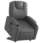 vidaXL Fauteuil inclinable électrique releveur – Cuir artificiel gris, fauteuil inclinable motorisé avec porte-gobelets et pochette latérale pour personnes âgées