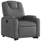 vidaXL Fauteuil inclinable électrique releveur – Cuir artificiel gris, fauteuil inclinable motorisé avec porte-gobelets et pochette latérale pour personnes âgées