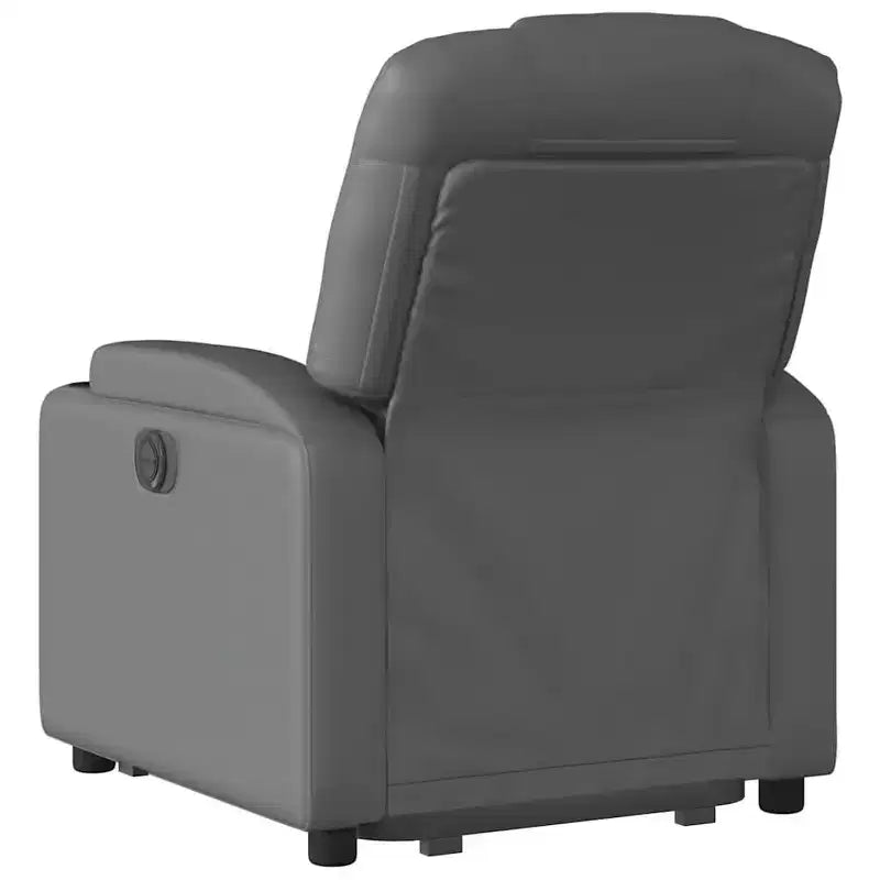 vidaXL Fauteuil inclinable électrique releveur – Cuir artificiel gris, fauteuil inclinable motorisé avec porte-gobelets et pochette latérale pour personnes âgées