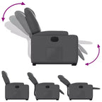 vidaXL Fauteuil inclinable électrique releveur – Cuir artificiel gris, fauteuil inclinable motorisé avec porte-gobelets et pochette latérale pour personnes âgées