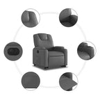vidaXL Fauteuil inclinable électrique releveur – Cuir artificiel gris, fauteuil inclinable motorisé avec porte-gobelets et pochette latérale pour personnes âgées