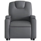 vidaXL Fauteuil inclinable électrique releveur – Cuir artificiel gris, fauteuil inclinable motorisé avec porte-gobelets et pochette latérale pour personnes âgées