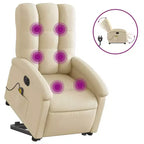 vidaXL Electric Massage Recliner Chair - Power Lift, Vibration Massage, Cream Fabric, Motorized Footrest, Backrest