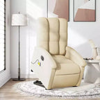 vidaXL Fauteuil inclinable de massage électrique - Fonction Power Lift, massage vibrant, tissu crème, repose-pieds motorisé, dossier motorisé