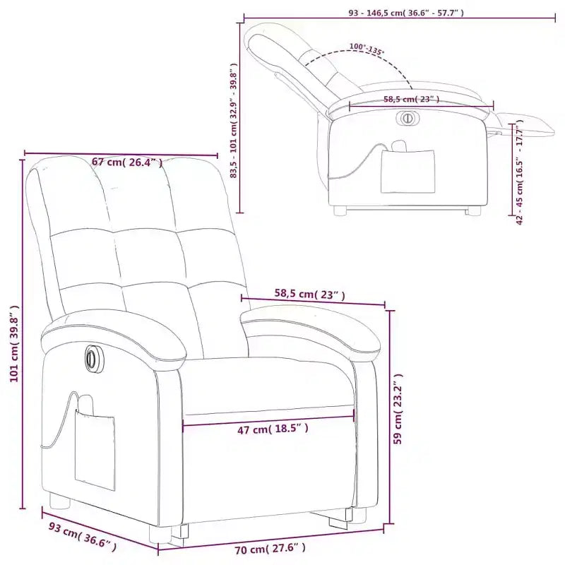 vidaXL Fauteuil inclinable de massage électrique - Fonction Power Lift, massage vibrant, tissu crème, repose-pieds motorisé, dossier motorisé