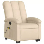 vidaXL Fauteuil inclinable de massage électrique - Fonction Power Lift, massage vibrant, tissu crème, repose-pieds motorisé, dossier motorisé