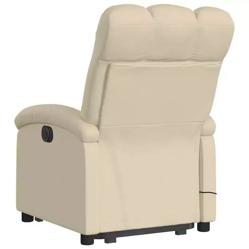 vidaXL Fauteuil inclinable de massage électrique - Fonction Power Lift, massage vibrant, tissu crème, repose-pieds motorisé, dossier motorisé