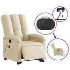 vidaXL Fauteuil inclinable de massage électrique - Fonction Power Lift, massage vibrant, tissu crème, repose-pieds motorisé, dossier motorisé
