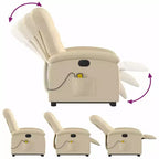 vidaXL Fauteuil inclinable de massage électrique - Fonction Power Lift, massage vibrant, tissu crème, repose-pieds motorisé, dossier motorisé