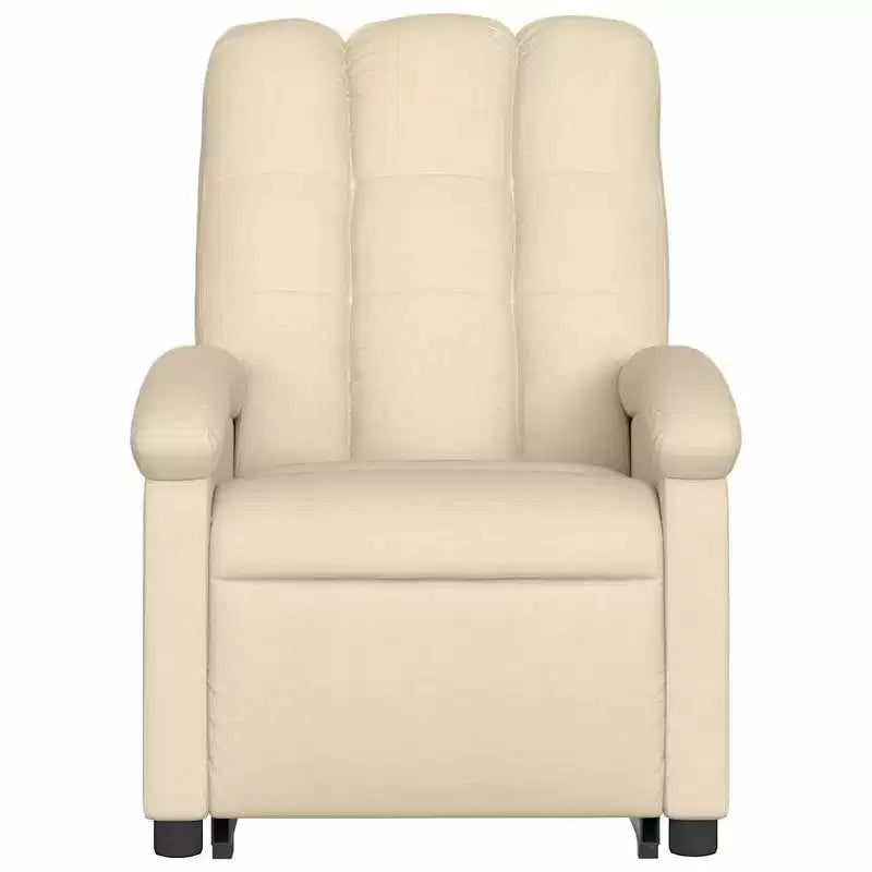 vidaXL Fauteuil inclinable de massage électrique - Fonction Power Lift, massage vibrant, tissu crème, repose-pieds motorisé, dossier motorisé