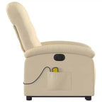 vidaXL Fauteuil inclinable de massage électrique - Fonction Power Lift, massage vibrant, tissu crème, repose-pieds motorisé, dossier motorisé