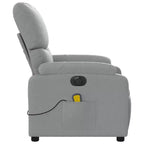 vidaXL Fauteuil de massage électrique Gris clair, Fauteuil inclinable avec massage vibrant, Poche latérale, Confort en tissu