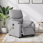 vidaXL Fauteuil de massage électrique Gris clair, Fauteuil inclinable avec massage vibrant, Poche latérale, Confort en tissu