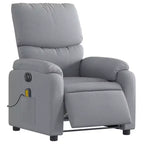 vidaXL Fauteuil de massage électrique Gris clair, Fauteuil inclinable avec massage vibrant, Poche latérale, Confort en tissu