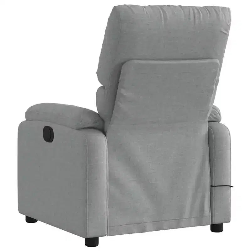 vidaXL Fauteuil de massage électrique Gris clair, Fauteuil inclinable avec massage vibrant, Poche latérale, Confort en tissu
