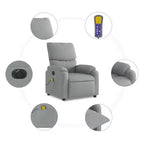 vidaXL Fauteuil de massage électrique Gris clair, Fauteuil inclinable avec massage vibrant, Poche latérale, Confort en tissu