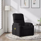 vidaXL Fauteuil inclinable de massage en tissu microfibre noir - Inclinable manuel à 6 vibrations avec poche latérale pour salon