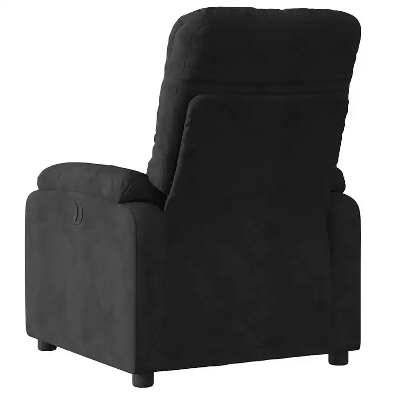 vidaXL Fauteuil inclinable de massage en tissu microfibre noir - Inclinable manuel à 6 vibrations avec poche latérale pour salon