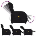 vidaXL Fauteuil inclinable de massage en tissu microfibre noir - Inclinable manuel à 6 vibrations avec poche latérale pour salon