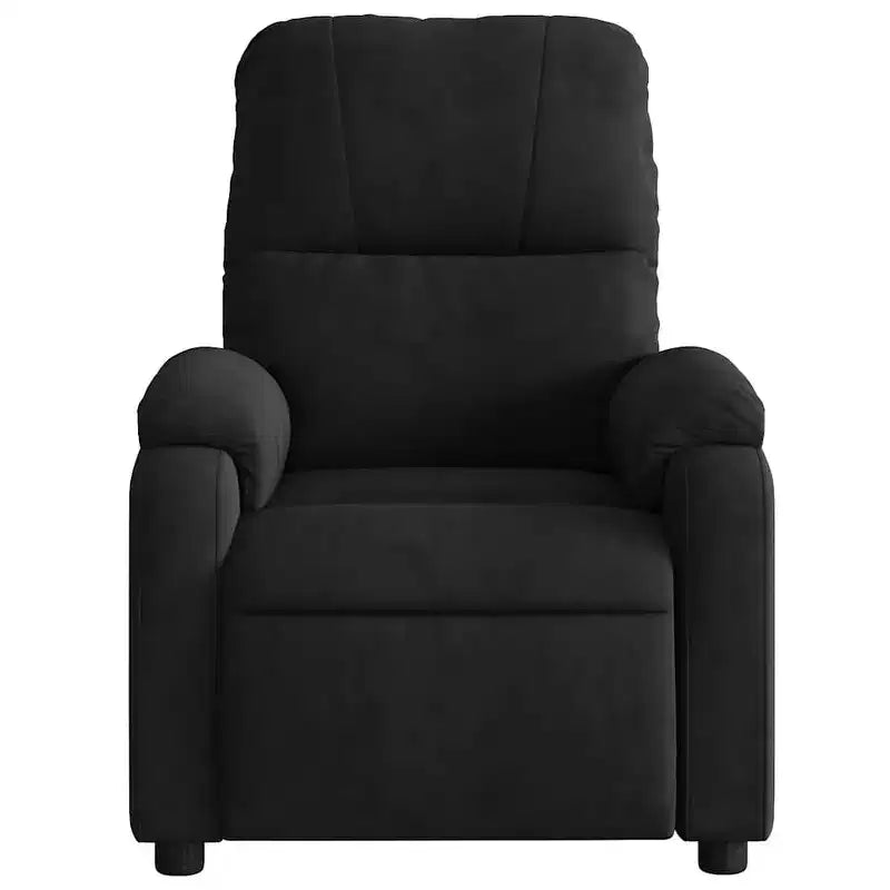 vidaXL Fauteuil inclinable de massage en tissu microfibre noir - Inclinable manuel à 6 vibrations avec poche latérale pour salon
