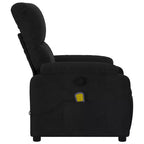 vidaXL Fauteuil inclinable de massage en tissu microfibre noir - Inclinable manuel à 6 vibrations avec poche latérale pour salon