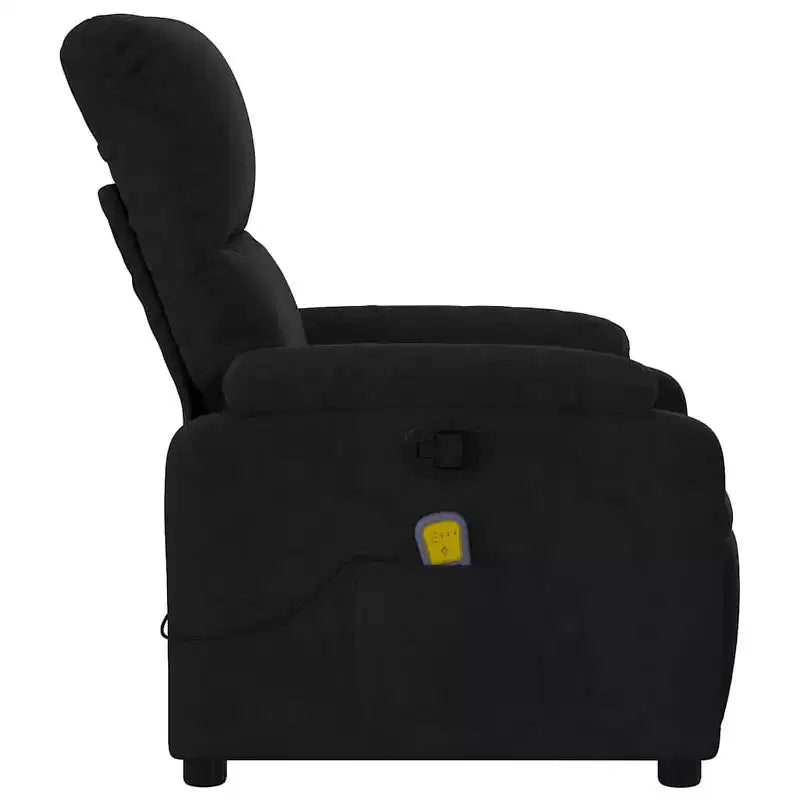 vidaXL Fauteuil inclinable de massage en tissu microfibre noir - Inclinable manuel à 6 vibrations avec poche latérale pour salon