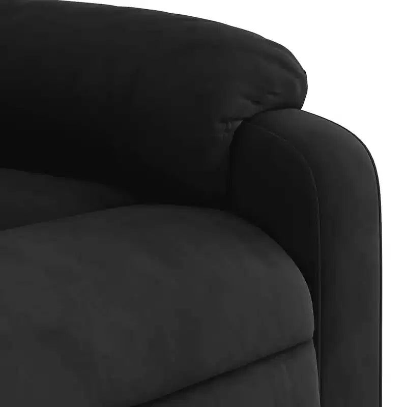 vidaXL Fauteuil inclinable de massage en tissu microfibre noir - Inclinable manuel à 6 vibrations avec poche latérale pour salon