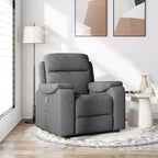 vidaXL Fauteuil inclinable en tissu gris foncé - Fauteuil manuel avec poche latérale pour salon/séjour